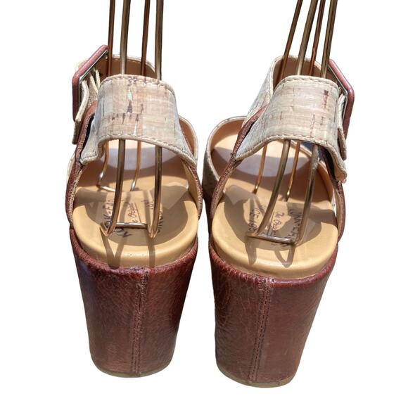 Kork-ease platform wedge sandals size 8 NEW open toe Mary Jane cork brown tan - Picture 4 of 12